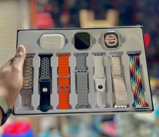 H20 Ultra Smartwatch 10 in 1 with 7 Straps, Silicone Case, Earbuds, and Full HD Display